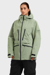 Women's Olive Green Multifunctional Waterproof Insulated Snow Jacket